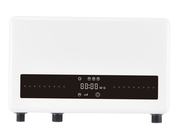Sistema Purificador mediante Ozono con pantalla digital, diseñada para desinfección ecológica y efectiva en espacios variados.